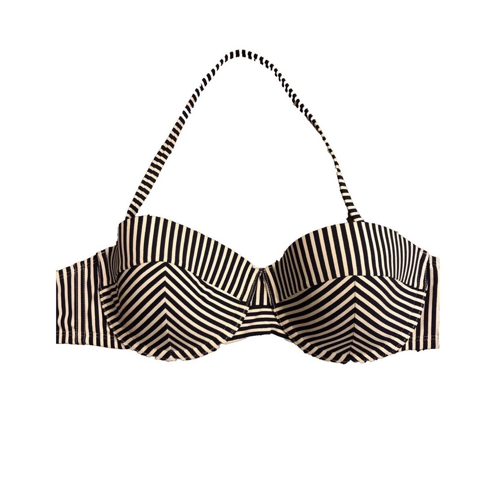 Tory Burch Wms Swim Bikini Top M Blue White Nautical Stripe Tie back Removeable - Picture 4 of 10